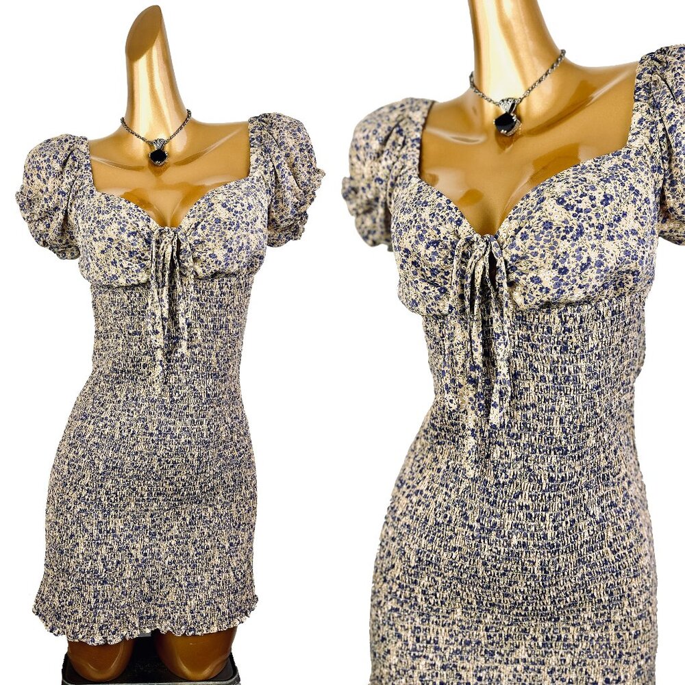 Vintage 90s grunge dress cottagecore floral print prairie mini sundress